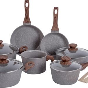 Mimo Style, Jogo de Panelas Cerâmica 10 Peças Indução Style Cook Grafite Bambu Mimo Style, Jogo de Panelas Cerâmica 10 Peças Indução Style Cook Grafite Bambu