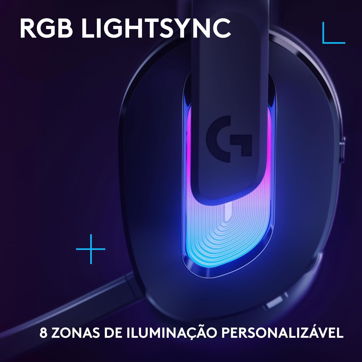 Headset Gamer Sem Fio Logitech G522 LIGHTSPEED com RGB LIGHTSYNC, Conectividade Tripla sem fio LIGHTSPEED ou Bluetooth e com fio USB para PC - Preto - Imagem 2