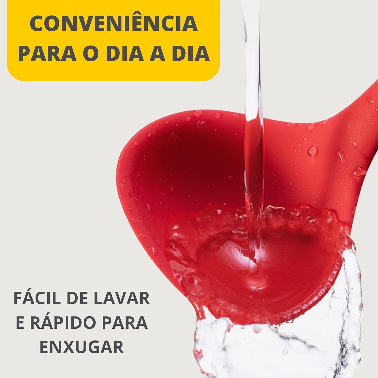 LUMAI Kit 10 Utensílios de Cozinha em Silicone e Aço Inox, Resistentes ao Calor e Antirriscos, Não Arranham, Conjunto Acessórios de Cozinha Completo com Espátula, Pegador, Concha, Colher – Vermelho - Imagem 5