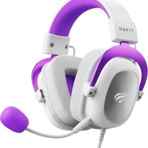 Havit Headphone Fone de Ouvido H2002d Purple, Gamer, com Microfone, Falante 53mm, Plug 3, 5mm: compatível com XBOX ONE e PS4, HAVIT, HV-H2002d Cor Roxo e Branco
