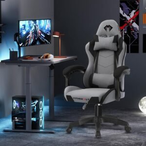 Cadeira Gamer Python Fly em tecido, respirável e ecológica, ângulo ajustável (Cinza Escuro) Cadeira Gamer Python Fly em tecido, respirável e ecológica, ângulo ajustável (Cinza Escuro)