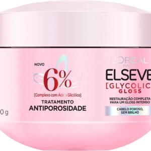 L’Oréal Paris Elseve Glycolic Gloss Máscara Capilar Antiporosidade, com Ácido Glicólico, Sela a Cutícula, Garante 3X Mais Brilho Espelhado e Maciez Intensa, 300g