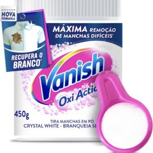 Tira Manchas em Pó Vanish Crystal White Oxi Action 450g para roupas brancas