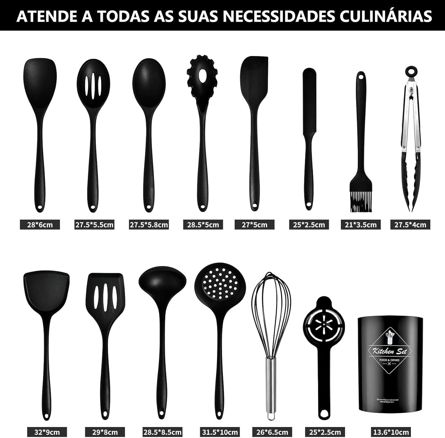 15 Kit Utensílios de cozinha silicone,Utensílios de cozinha Com Ferramentas de cozinha resistentes ao calor com espátula, pinça giratória, colher - Imagem 6