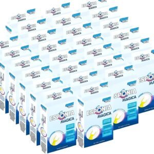 Kit 20 Esponjas Mágicas Original Bucha de Melamina Multiuso para Limpeza Poderosa Tira Manchas Gorduras Sujeiras Rabiscos e Mais Limpa Tenis Parede Sapato (20)