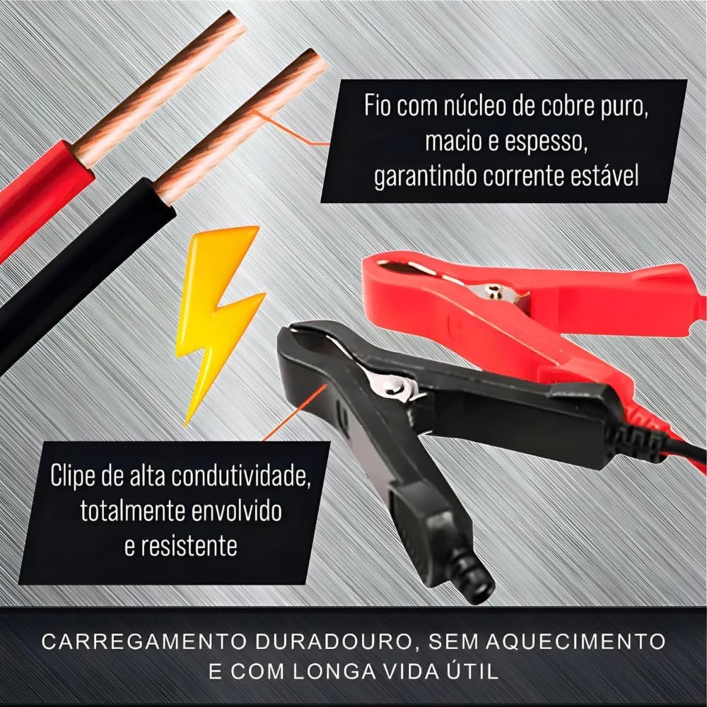 Carregador de Bateria Inteligente 12V, Display Digital, 110v e 220v, para Carro, Moto e Caminhão, com Proteção Contra Superaquecimento e Curto, Linha Premium Automotiva - Imagem 3