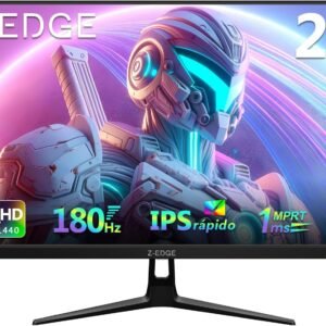 Monitor Gamer Curvo 27 polegadas 2K, 180Hz, QHD 2560 x 1440, IPS rápido 1 ms, FreeSync, 350 CD/m², 94% DCI-P3 HDR10, HDMI 2.0×2/DP 1.4×2, Suporte VESA, Sem Bordas