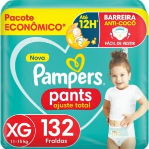 Fralda Pampers Pants Ajuste Total Tamanho XG, Fácil de Vestir, 132 Unidades