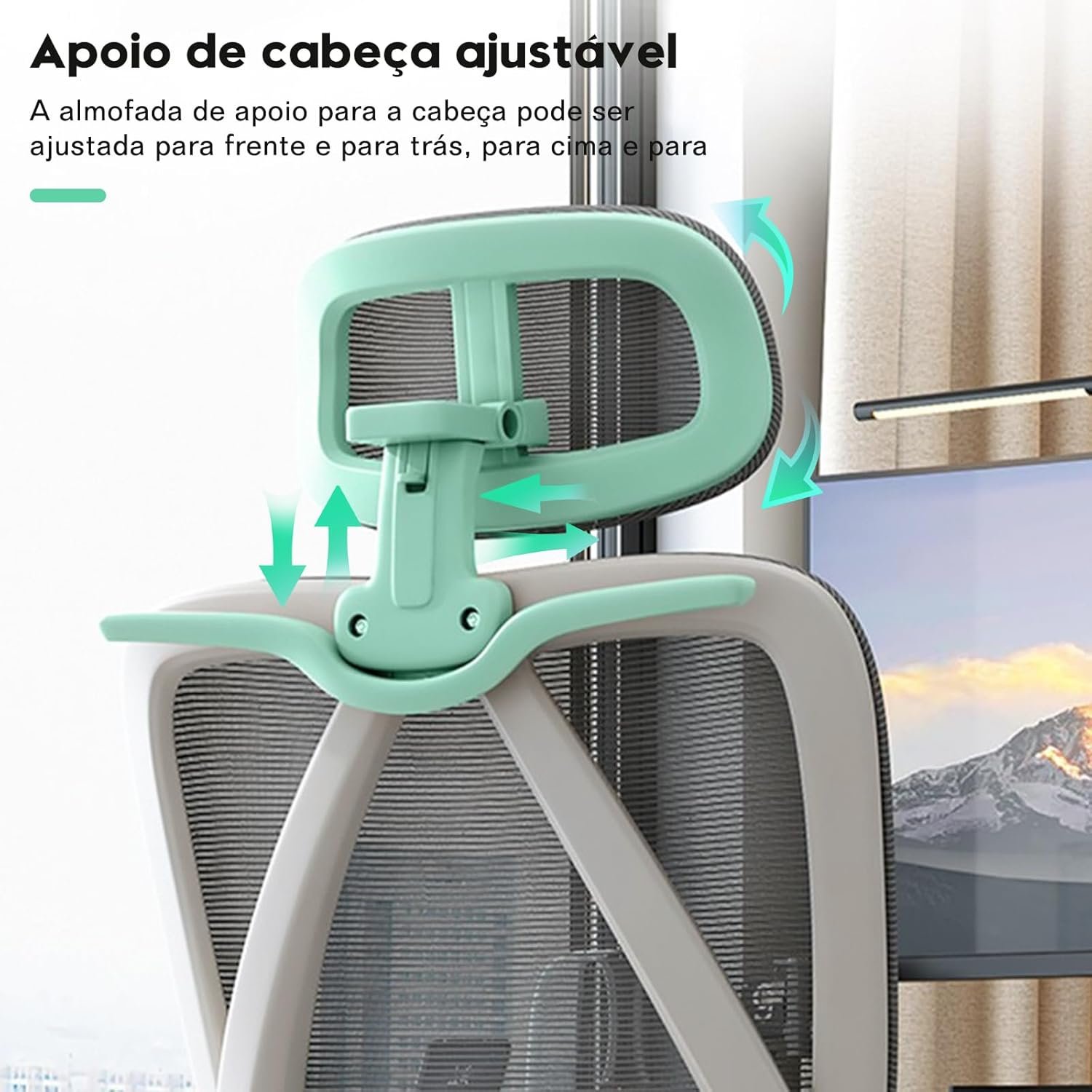 Cadeira de escritório ergonômica reclinável até 145° com apoio para os pés, almofada de ar, cabide e apoio de cabeça ajustável – Gamer e home office (Branco) - Imagem 6