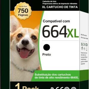 TECKKIN Cartucho de Tinta Compatível para HP 664 664XL Compatível para HP Deskjet Ink Advantage 1115 1118 2135 2136 2675 3635 3638 3775 3835 4535 4675 5075 5275 (1 Preto)