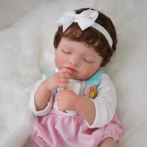 Brastoy Bebê Reborn Boneca Silicone Menina Pintada 48cm Original (Olhos Fechados)
