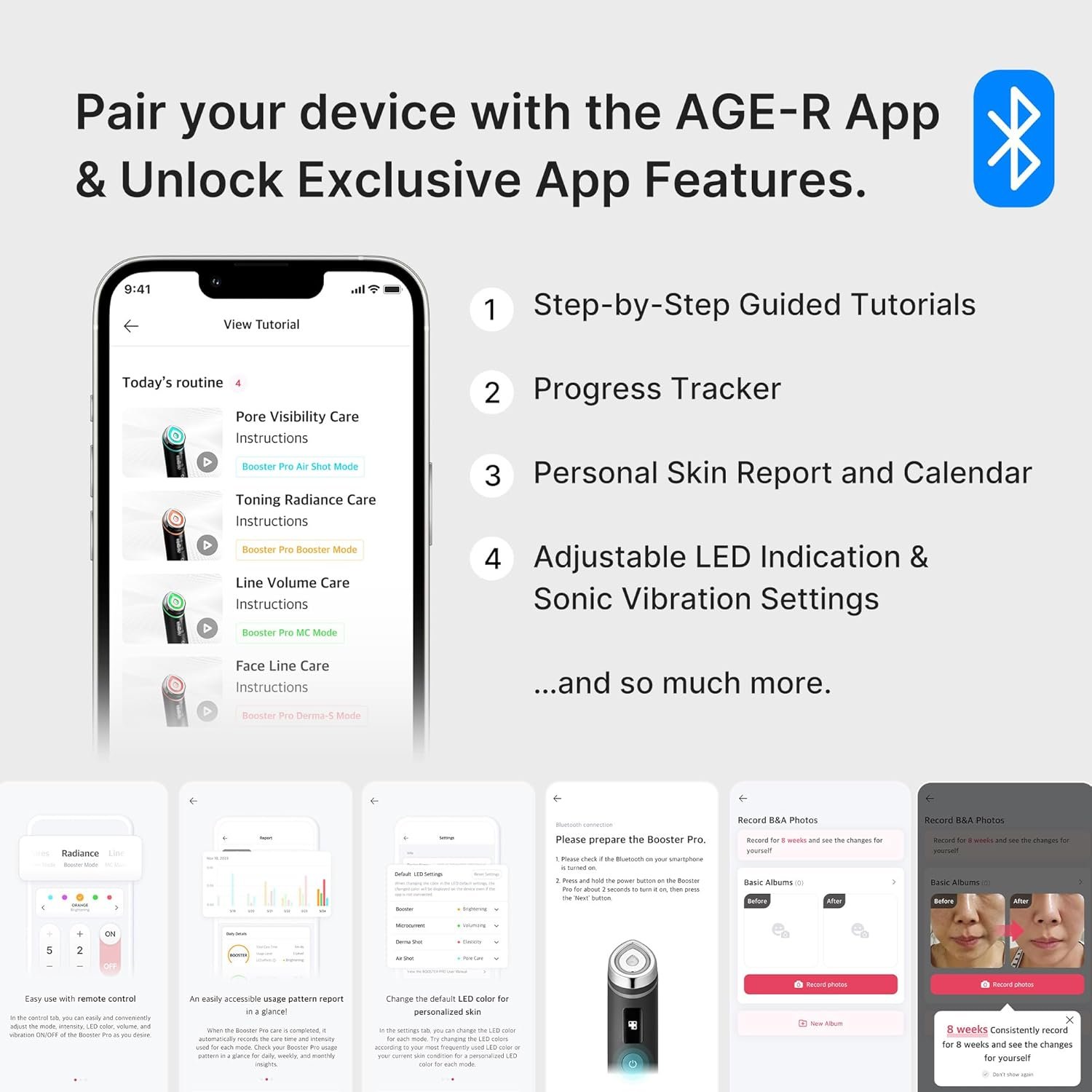 medicube Age-R Booster Pro Pink, Massageador De Beleza Real Glass Glow 6 Em 1, Pele De Espelho, Cuidados Com A Pele Coreana - Imagem 8