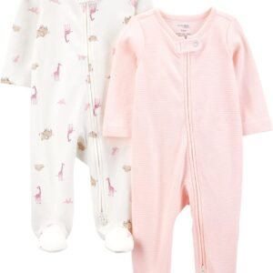 Macacão de dormir para bebês Cotton Sleep and Play, Pack of 2 Simple Joys by Carter’sMeninas