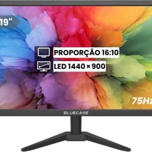 Monitor Slim LED 19″ HD 75Hz 5ms Preto Suporte Base VESA 75x75mm – Compatível HDMI e VGA