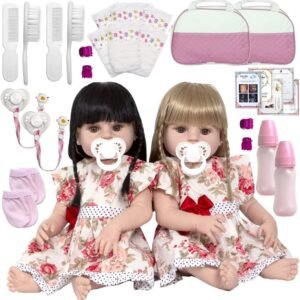 Bebê Boneca Gêmeas Reborn Pode Dar Banho Enxoval Completo