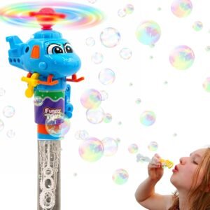 Brinquedo Lança Bolha De Sabão Infantil Helicóptero Colorido Com Hélice Giratória E Reservatório