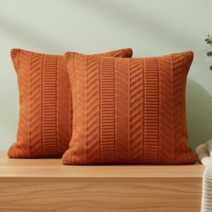 Kit 2 Capas de Almofada 45×45 Decorativas trico texturizadas para Sala e Quarto, cama e sofá, decoração casa, macias lux (Terracota)