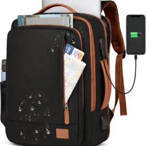 Mochila Grande para Notebook 15,6″ Expansível e Impermeável | Mochila Executiva de Viagem Aprovada por Companhias Aéreas com Porta USB, Bolso para Líquidos, Mochila Escolar e de Trabalho