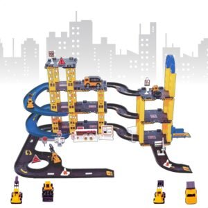 Pista De Carrinhos De Construção Brinquedo Infantil Corrida 4 Andares Acompanha 4 Carrinhos