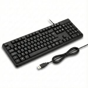 Teclado com Fio USB ABNT2 para PC e Notebook – Digitação Silenciosa, Conforto Ergonômico, Perfil Slim, Teclas Macias, Plug & Play, Alta Durabilidade, Ideal para Escritório, Estudos e Uso Diário