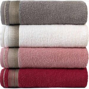 Kit Com 4 Toalhas Banhão Gigante Alta Absorção Sublime 70x150cm – KIT 4 (Gris/Branco/Rosa/Terracota)