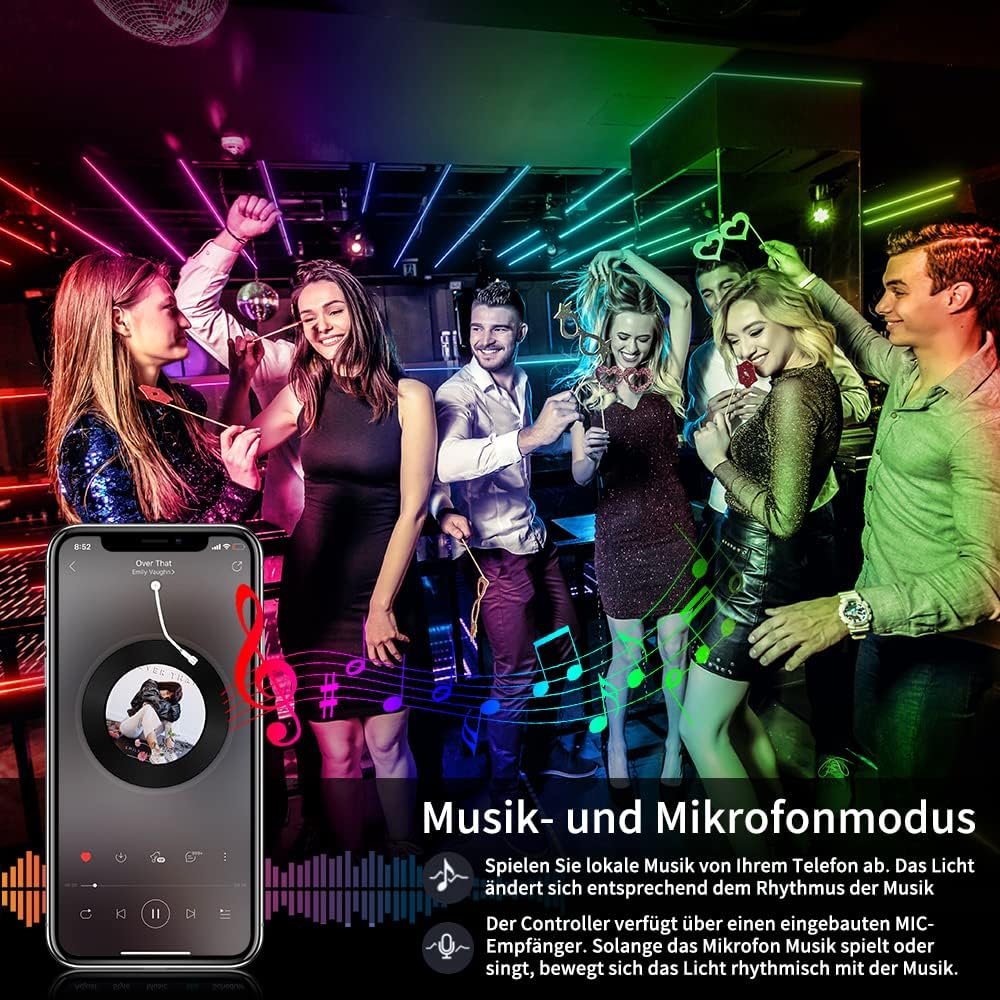 AILBTON Faixa de luzes LED de 60 metros (2 rolos de luzes de LED de 30 metros) Faixa de luz LED ultra longa com controle remoto de voz por aplicativo, 5050 RGB Music Sync Luzes LED que mudam de cor para quarto, festa, decoração de casa - Imagem 3
