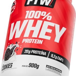 FTW 100% Whey Protein com Proteína Concentrada WPC, Suplemento Alimentar Pós-Treino em Pó com Fonte de Proteína do Soro do Leite, Alto Valor Biológico, Sem Glúten – Pote 900g (Sabor Cookies)