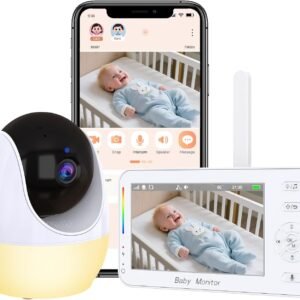 Babá Eletrônica com Tela 4.3″ e WiFi, Câmera HD 1080P, Visão Noturna Infravermelha, Monitor LCD Digital, Bateria 3500mAh, Intercomunicador Bidirecional, 110-220V