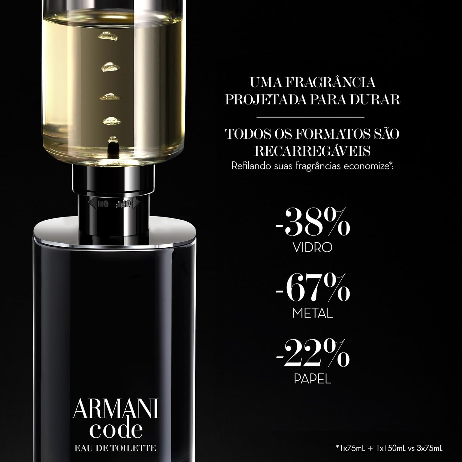 Armani Beauty, Armani Code Eau de Toilette, Giorgio Armani, Perfume Masculino Refilável, Fragrância Oriental Amadeirada com Notas de Tangerina Verde, Lavanda, Fava Tonka e Cedro - Imagem 6