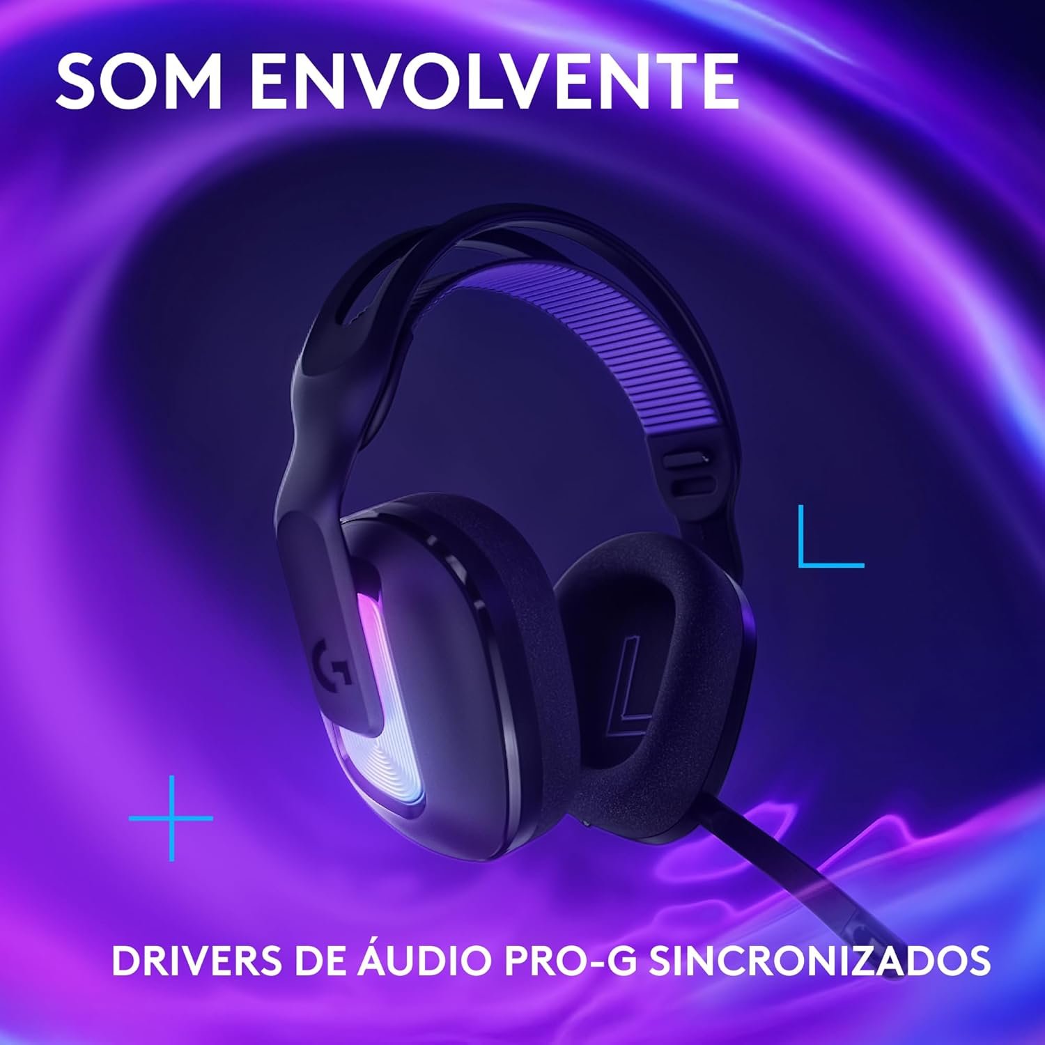 Headset Gamer Sem Fio Logitech G522 LIGHTSPEED com RGB LIGHTSYNC, Conectividade Tripla sem fio LIGHTSPEED ou Bluetooth e com fio USB para PC - Preto - Imagem 4