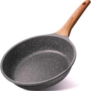 Frigideira 24cm Antiaderente Em Cerâmica Cabo De Madeira Fogão a Gás Elétrico Saudável Frita Sem Usar Óleo Durável Premium