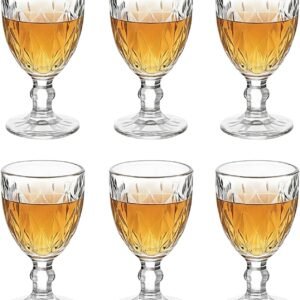 Diamante Conjunto de Taças para Drinks em Vidro, Design Geométrico Lapidado, 350ml, Transparente, 6 Peças