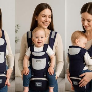 Canguru ergonômico ajustável 3 em 1 para bebê com assento acolchoado respirável suporte lombar alças largas bolsos laterais uso recém-nascido até 36 meses Canguru ergonômico ajustável 3 em 1 para bebê com assento acolchoado respirável suporte lombar alças largas bolsos laterais uso recém-nascido até 36 meses