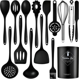15 Kit Utensílios de cozinha silicone,Utensílios de cozinha Com Ferramentas de cozinha resistentes ao calor com espátula, pinça giratória, colher 15 Kit Utensílios de cozinha silicone,Utensílios de cozinha Com Ferramentas de cozinha resistentes ao calor com espátula, pinça giratória, colher