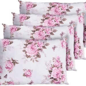 4 Fronha Avulsa Percal 200 Fios Algodão Ponto Palito Rosas