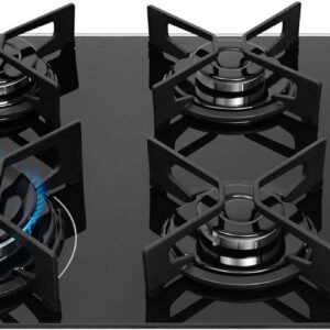FISCHER COOKTOP À GÁS 4 BOCAS TRIPLA CHAMA FTI LINE TREMPE IRON MESA VIDRO PRETO BIVOLT 36330-102673