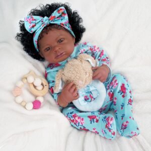 Bebê Reborn Boneca Corpo de Silicone Realista Menina Pintada Original (Negra Menina 55cm)