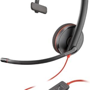 Plantronics Fone de ouvido monoaural com fio Blackwire 3210, preto