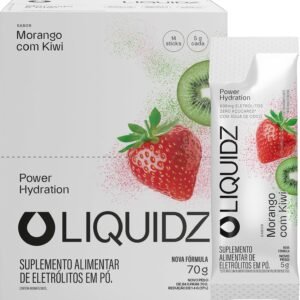 LIQUIDZ – Eletrólitos Sem Açúcares – Sabor Morango com Kiwi – Kit 1 Caixa – 14 sachês