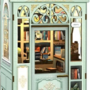 Cutefun Kit de recanto de livro – Kit de casa de bonecas em miniatura DIY para adultos, kit de construção de mini casa de madeira 3D com LED, decoração de estante, presentes criativos para