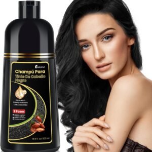 KAISASA Xampu Tintura Preto 3 em 1 – Shampoo Instantâneo 500ml, Com Ingredientes Herbais, Cobre Cabelos Brancos em Minutos, Para Homens e Mulheres
