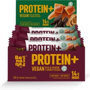 Banana Brasil Display Barra De Proteina Protein + Recheio De Pasta De Amendoim E Caramelo Salgado – 9 Unidades De 50G (450G)