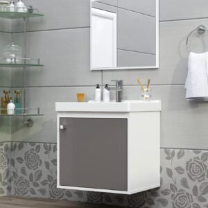 RIVERZZA Gabinete com Cuba de Banheiro 100% MDF Branco Gianduia – Veneto