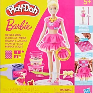 Play-Doh, Massinha de Modelar Infantil, Barbie Ruffles and Bows – Conjunto de Brinquedo com 3 Potes – A partir de 5 Anos