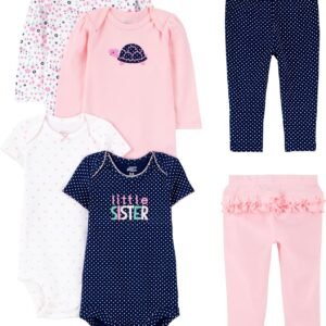Conjunto de calças 6-piece Bodysuits (Short and Long Sleeve) and Pants Set Simple Joys by Carter’sMeninas
