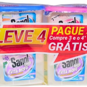 Evita Mofo Absorventes de Umidade (desumidificador), Leve 4 Pague 3 – 1 Neutro / 2 Lavanda / 1 Baby, Sanol, 4 X 100g, Colorido