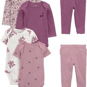 Conjunto de calças 6-piece Bodysuits (Short and Long Sleeve) and Pants Set Simple Joys by Carter’sMeninas