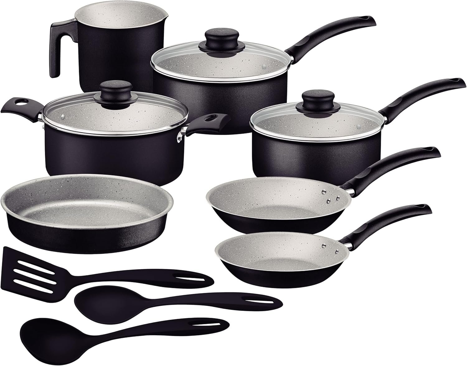 Jogo de Panelas Tramontina Turim em Alumínio com Revestimento Interno e Externo em Antiaderente Starflon Max Preto 10 Peças