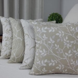 Kit 4 Capas Almofada Jacquard (Ramo + Folha)
