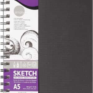 DALER ROWNEY Simply Sketchbook, Papel para Desenho em Caderneta, com Espiral, Tamanho A5, Gramatura 100 g/m²